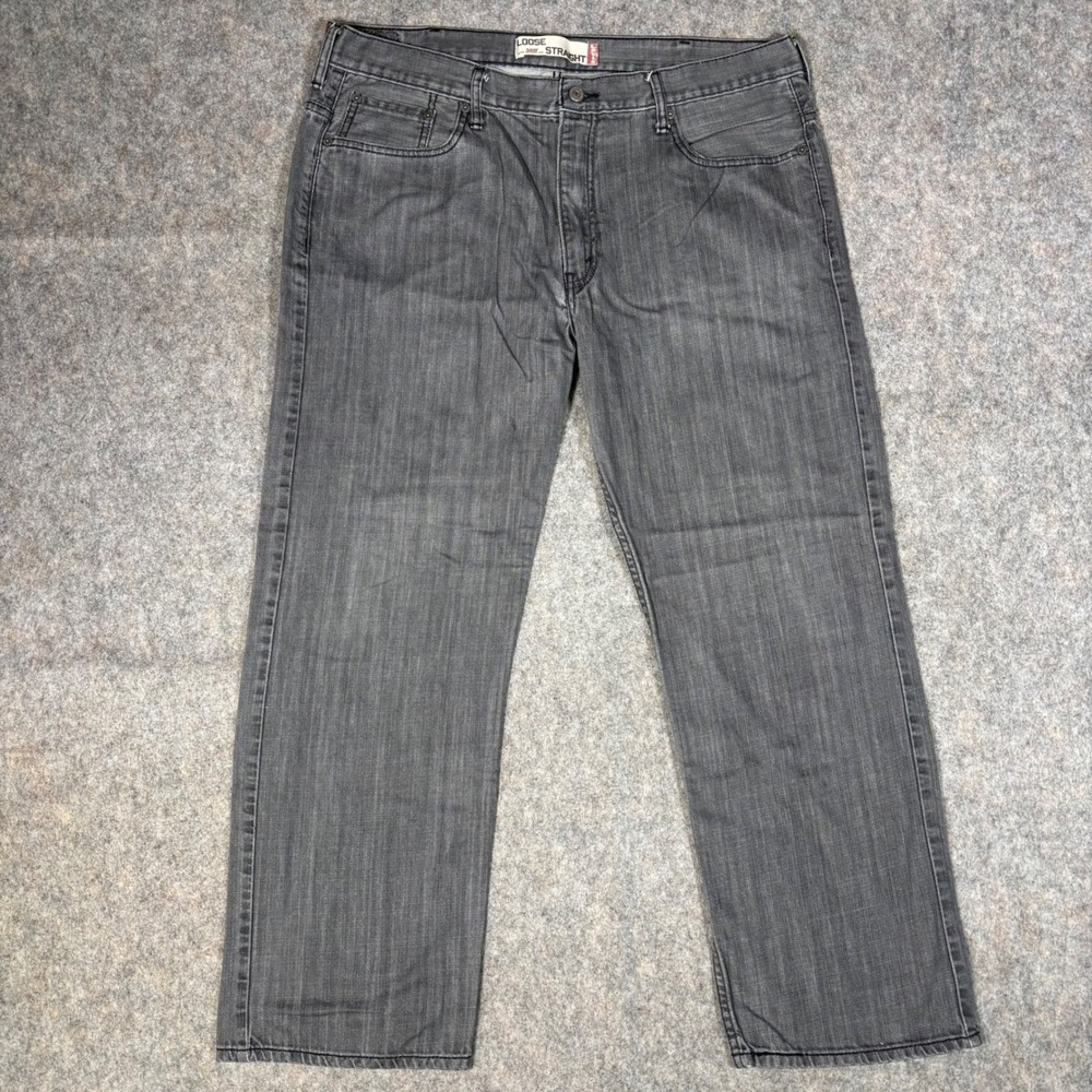 Levis 569 Loose Straight Jeans Mens 38x32 (39x30) Grey Denim 100% Cotton Y2K VTG